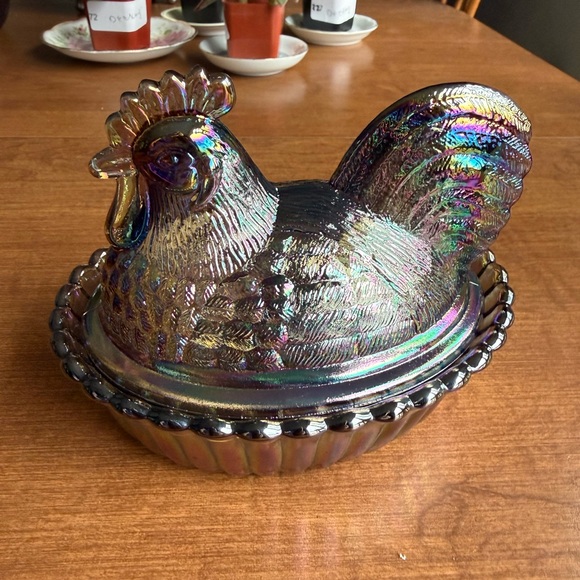 5 inch Rosso rooster on nest. Titanium carnival - Picture 3 of 9